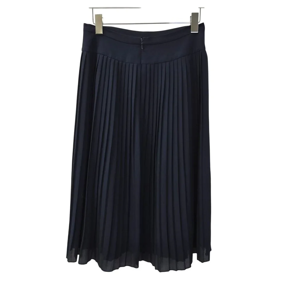 J. Crew Factory Pleated Midi Skirt in Navy Blue Size 6 Petite - Picture 2 of 6